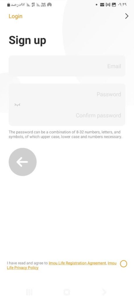 وارد کردن ایمیل یا شماره تلفن و همچنین رمز عبور دلخواه