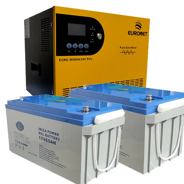 پکیج برق اضطراری یورونت 2050VA + دو باتری AGM ایبیزا 65Ah | ظرفیت مؤثر 772Wh