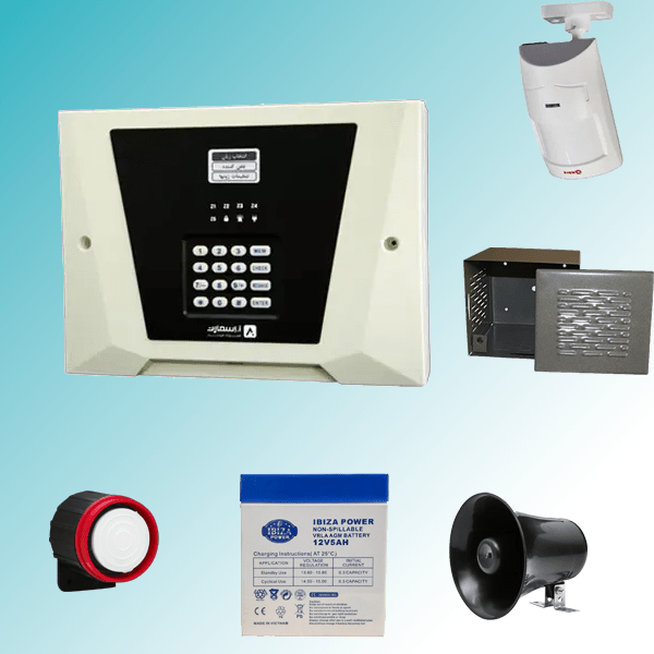 پکیج دزدگیر اماکن A20 پایه | اقتصادی با ۱ سنسور حرکتی و باتری 5Ah