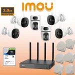 پکیج بی‌سیم ۶ دوربین آیمو شامل ۴ بولت ۳MP، ۲ رنجر دوال‌لنز، NVR ده کانال و هارد Skyhawk ۱TB؛ مناسب خانه، دفتر و ویلا با نصب تمیز و پایدار.