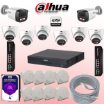 پکیج ۸ دوربین مداربسته داهوا 4MP Full Color ویژه فروشگاه‌ها، با ضبط صدا، NVR هوشمند WizSense و طراحی شبکه پایدار دو سوئیچه.
