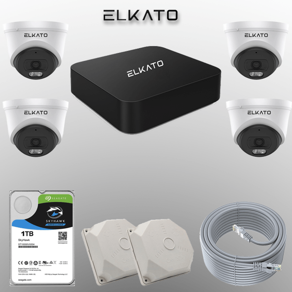 پکیج دوربین مداربسته IP چهار کاناله PoE الکاتو