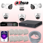 پکیج اقتصادی دوربین مداربسته طلافروشی داهوا 4MP Full Color با هوش مصنوعی WizSense، دوربین صندوق، هارد 4TB WD Purple و دید در شب رنگی.