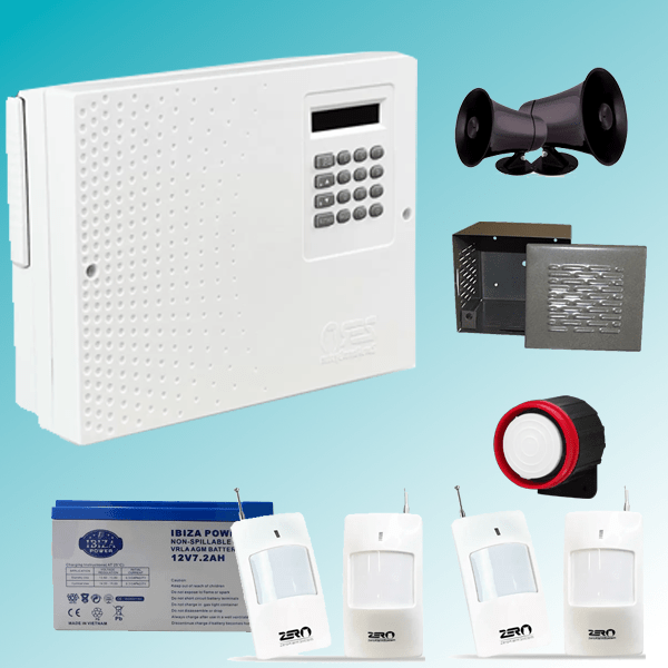 پکیج دزدگیر Zero Z1 با ۴ سنسور چشمی بی‌سیم، کنترل از طریق اپ موبایل، پارتیشن‌بندی پیشرفته و آژیر قدرتمند. مناسب منزل و محل کار.