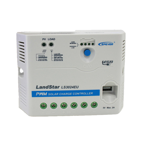 شارژ کنترلر خورشیدی ۳۰ آمپر ۲۴ ولت مدل EPEVER LS3024E با راندمان بالا و حفاظت‌های الکترونیکی، مناسب سیستم‌های خورشیدی متوسط و کوچک.