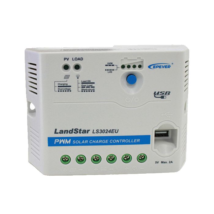 شارژ کنترلر خورشیدی ۳۰ آمپر ۲۴ ولت مدل EPEVER LS3024E با راندمان بالا و حفاظت‌های الکترونیکی، مناسب سیستم‌های خورشیدی متوسط و کوچک.
