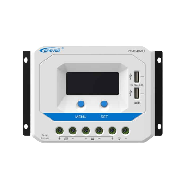 شارژ کنترلر خورشیدی 45 آمپر VS4548AU برند EPEVER با تکنولوژی PWM، مناسب سیستم‌های 12/24/36/48 ولت و پنل‌های Voc کمتر از 96V. مشخصات کامل و راهنمای انتخاب.