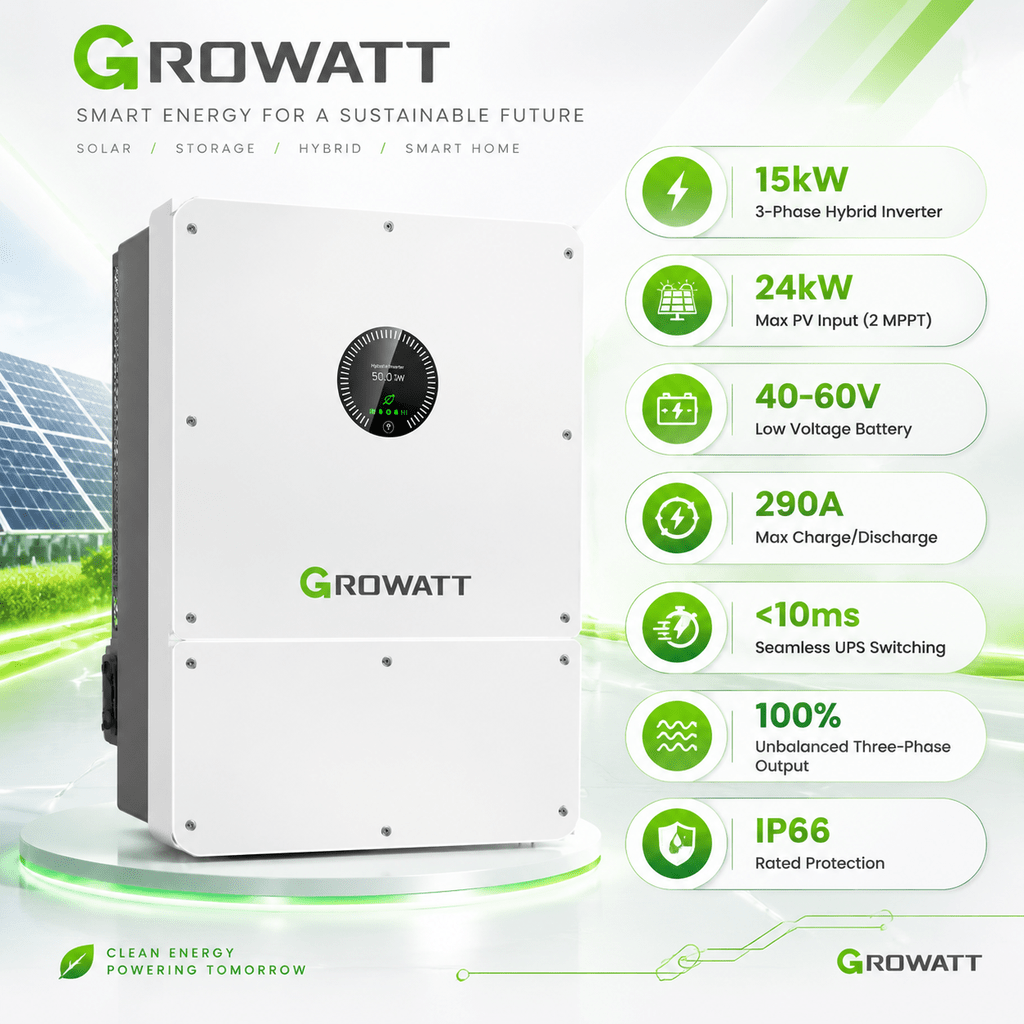 اینورتر هیبریدی سه فاز Growatt WIT 15K-HU گرووات