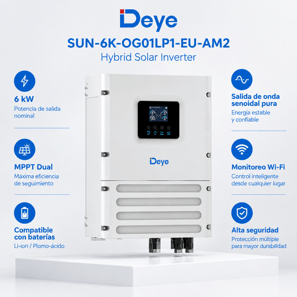 خرید و قیمت اینورتر سان 6 کیلووات هیبرید تک فاز Deye