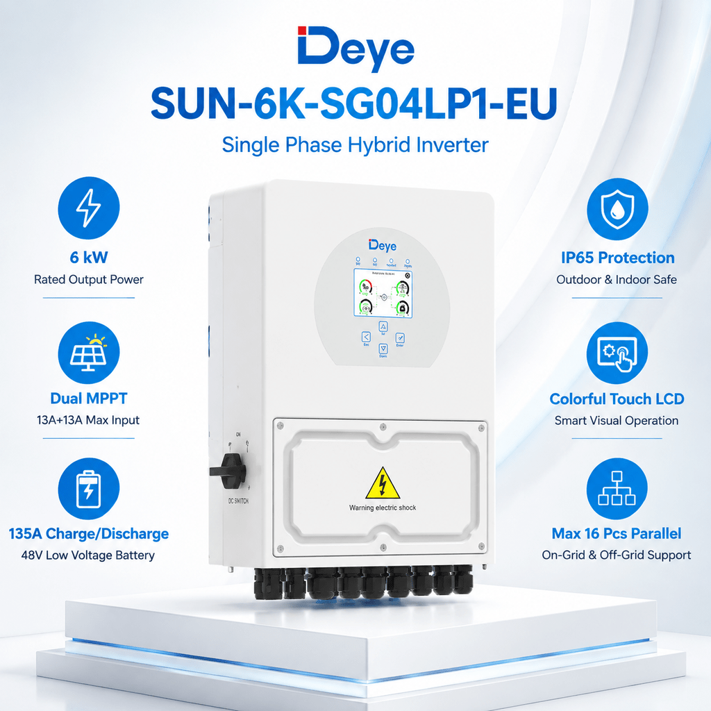 اینورتر هیبرید خورشیدی ۶ کیلووات Deye مدل SUN-6K-SG04LP1-EU